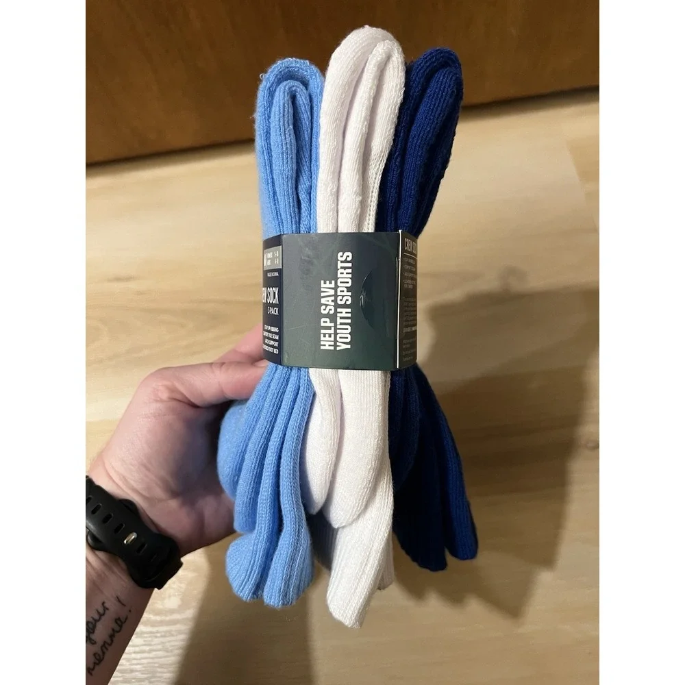 DSG Crew Socks 3 Pack‎ Unisex Medium Blue Womens 5-10, Men's 4-8